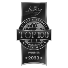 2023 Top 100 of the World Hotels and Resorts winner logo, celebrating global excellence in hospitality of Conrad Tulum Riviera Maya