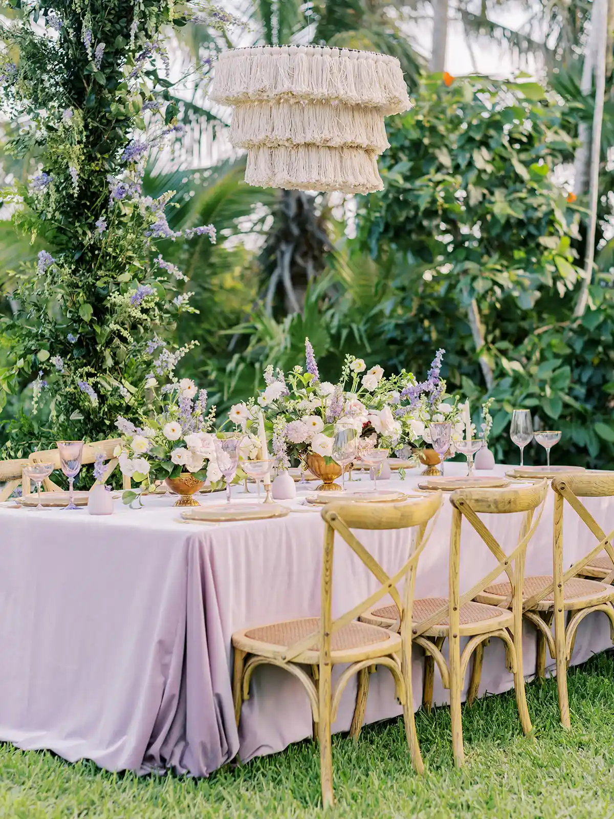 Wedding table set up in the garden at Conrad Tulum Riviera Maya