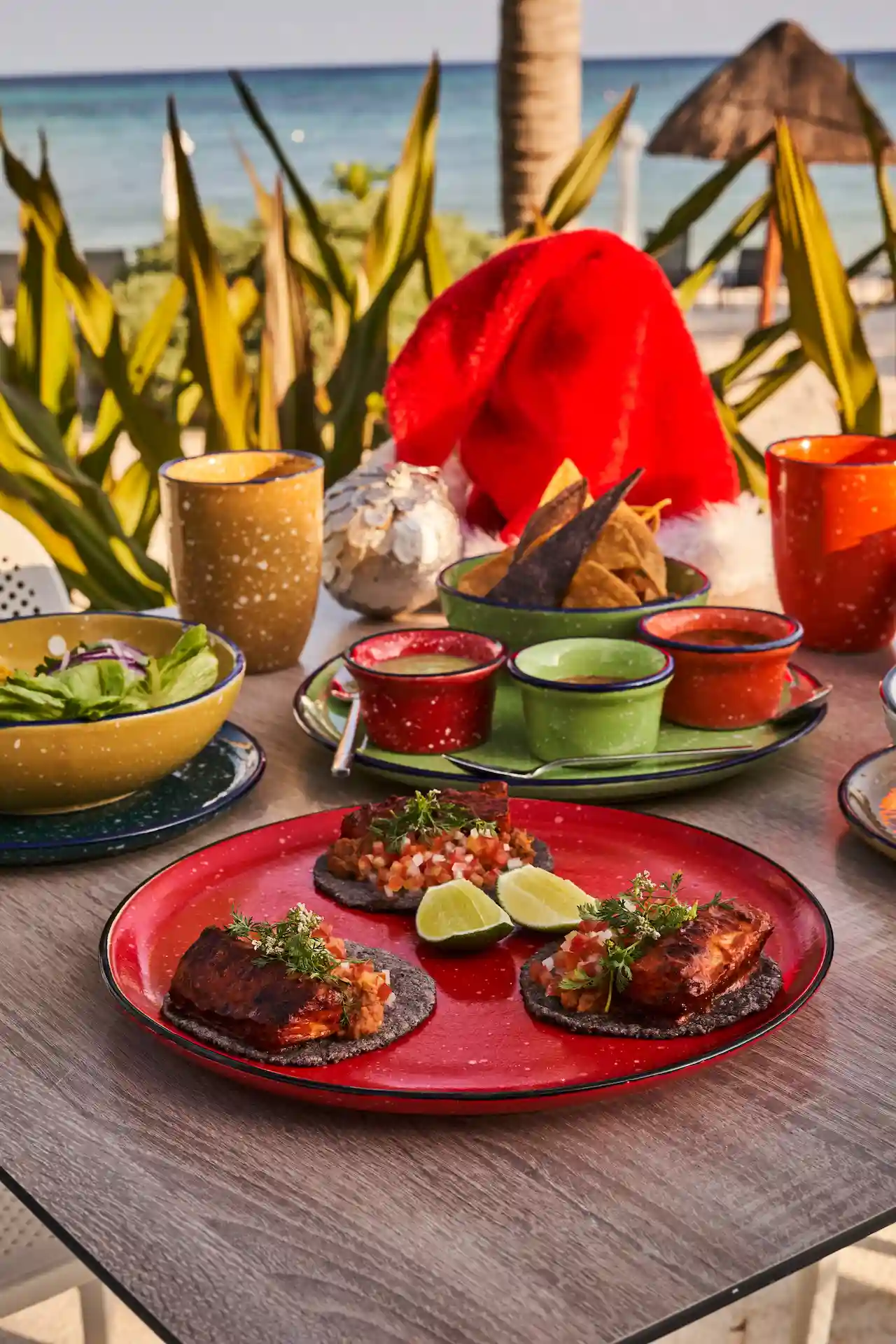 Festively decorated food at the Chiringuito of Conrad Tulum Riviera Maya hotel.