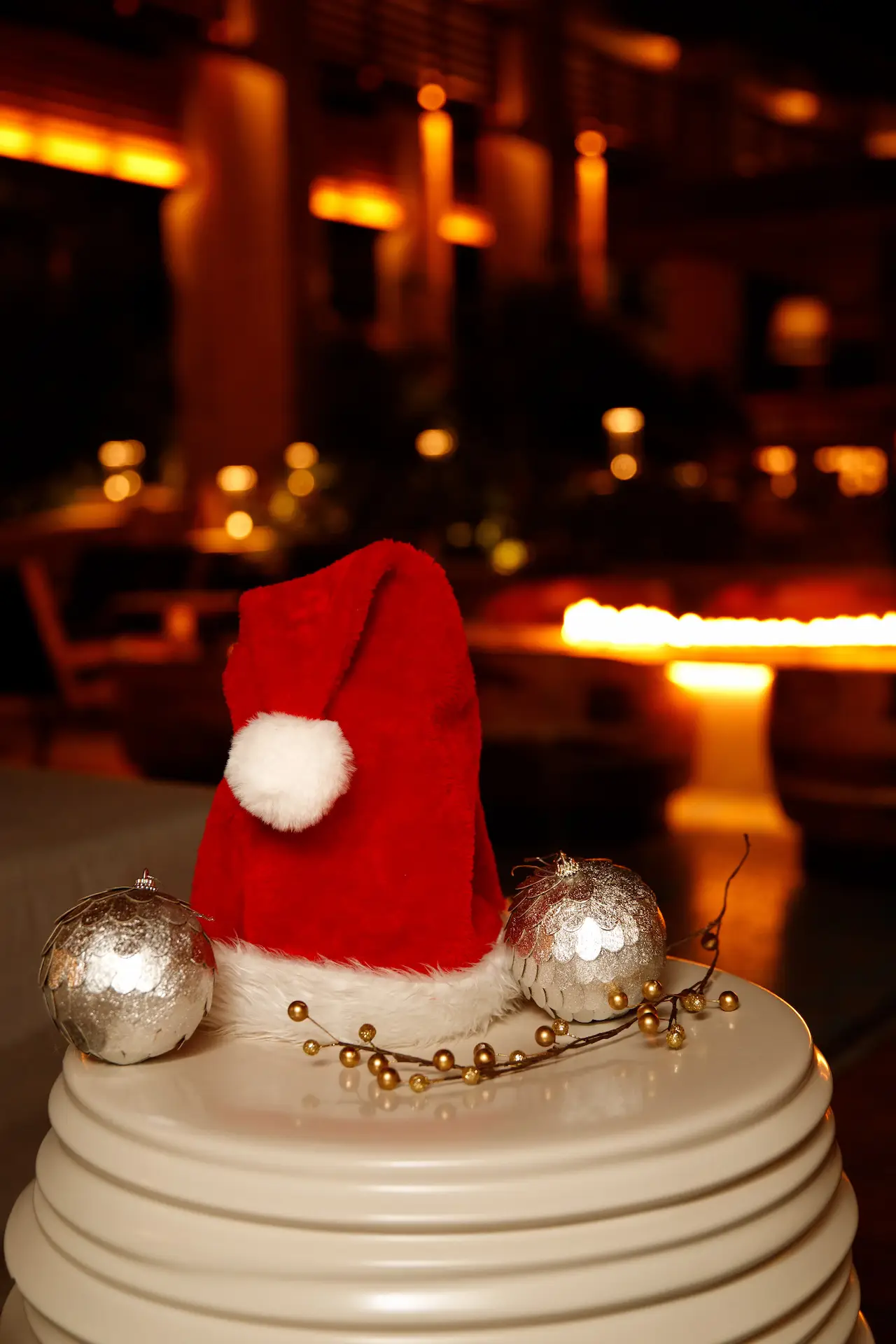 Christmas decoration in the restaurant at Conrad Tulum Riviera Maya