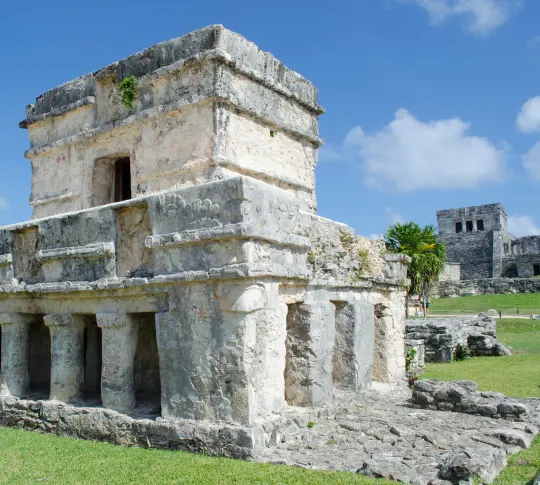 Mayan ruins at Tulum archaeological site surrounded by stunning coastal views